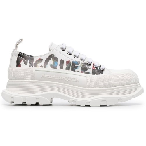 Кроссы Alexander McQueen Tread Slick Low Lace Up White Grafitti - мужская сетка размеров