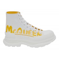 Alexander McQueen Tread Slick Boot Graffiti White Yellow Pop