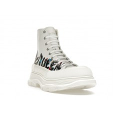 Alexander McQueen Tread Slick Boot Graffiti White Multicolor