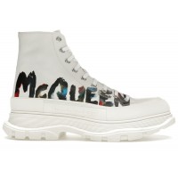 Alexander McQueen Tread Slick Boot Graffiti White Multicolor