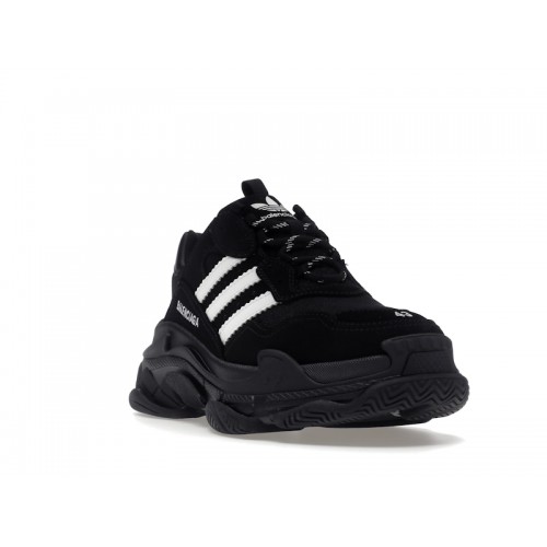 Кроссы Balenciaga x adidas Triple S Black White - мужская сетка размеров