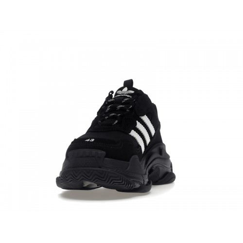Кроссы Balenciaga x adidas Triple S Black White - мужская сетка размеров