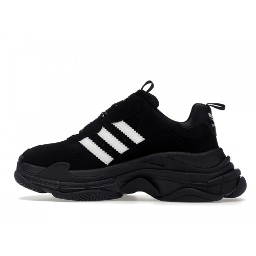 Кроссы Balenciaga x adidas Triple S Black White - мужская сетка размеров