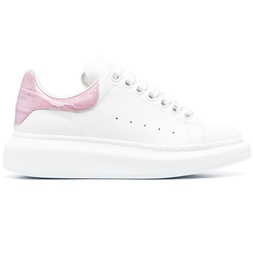 Кроссы Alexander McQueen Oversized White Pink Croc (W) - женская сетка размеров