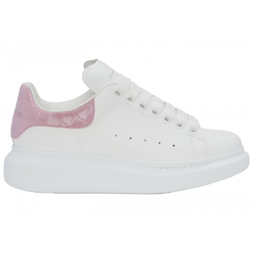 Кроссы Alexander McQueen Oversized White Pink Croc (W) - женская сетка размеров