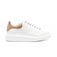 Женские кроссовки Alexander McQueen Oversized White Rose Gold Glitter (W)