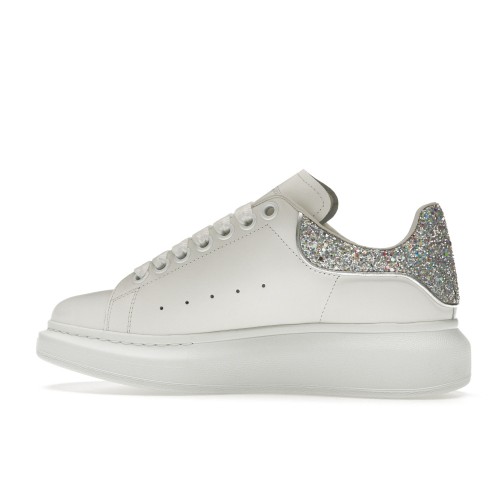 Кроссы Alexander McQueen Oversized White Silver Glitter (W) - женская сетка размеров