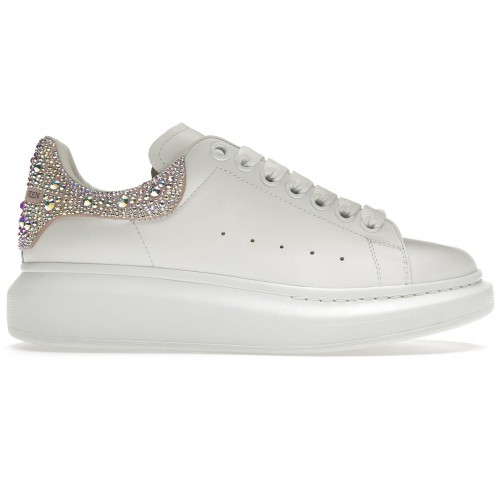Кроссы Alexander McQueen Oversized White Porcelain Crystal (W) - женская сетка размеров