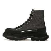 Женские кроссовки Alexander McQueen Tread Slick Lace Up Boot Black Silver (W)