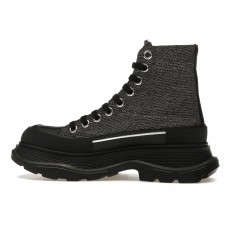 Женские кроссовки Alexander McQueen Tread Slick Lace Up Boot Black Silver (W)