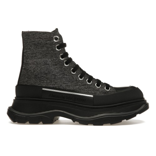 Кроссы Alexander McQueen Tread Slick Lace Up Boot Black Silver (W) - женская сетка размеров