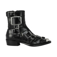 Женские Alexander McQueen Strappy Punk Ankle Boots Black Silver (W)