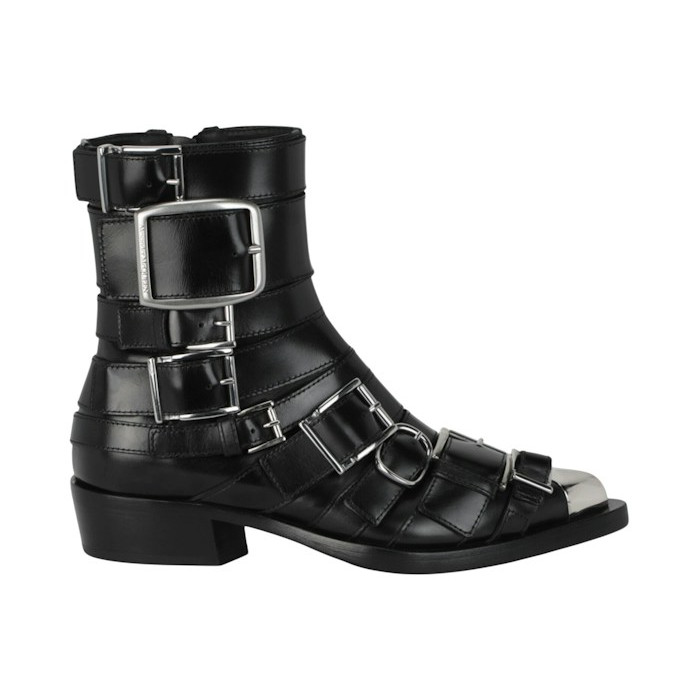 Alexander McQueen Wmns Strappy Punk Ankle Boot Black Silver - женская сетка размеров Alexander McQueen Wmns Strappy Punk Ankle Boot Black Silver - женская сетка размеров
