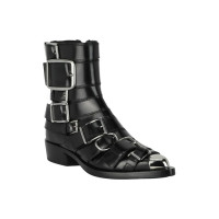 Женские Alexander McQueen Strappy Punk Ankle Boots Black Silver (W)