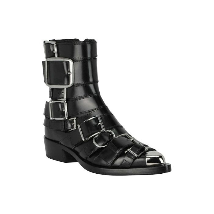 Alexander McQueen Wmns Strappy Punk Ankle Boot Black Silver - женская сетка размеров Alexander McQueen Wmns Strappy Punk Ankle Boot Black Silver - женская сетка размеров