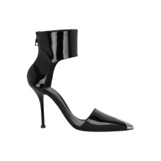 Женские Alexander McQueen Punk Patent Leather Heels Black Silver (W)