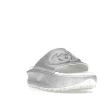 Женские Gucci Interlocking G Slide Metalic Silver (W)