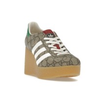Женские adidas x Gucci Gazelle Wedge Beige GG Monogram (W)