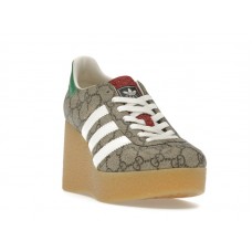 Женские adidas x Gucci Gazelle Wedge Beige GG Monogram (W)