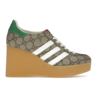 Женские adidas x Gucci Gazelle Wedge Beige GG Monogram (W)