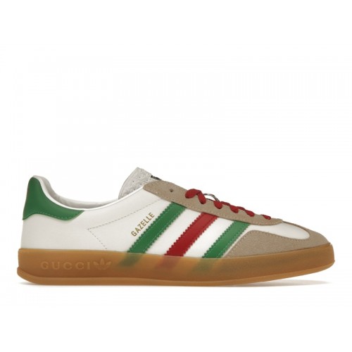 Кроссы adidas x Gucci Gazelle White Green Red - мужская сетка размеров