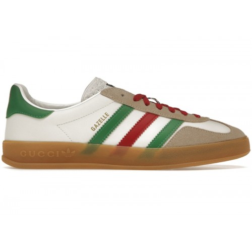 Кроссы adidas x Gucci Gazelle White Green Red (W) - женская сетка размеров