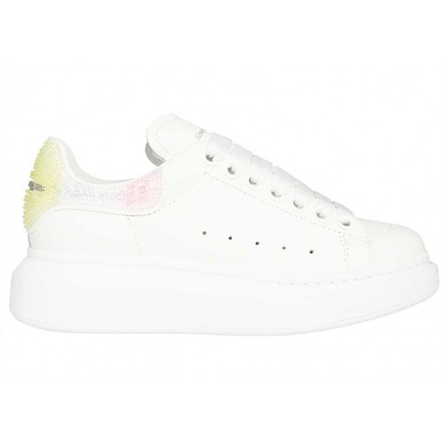 Кроссы Alexander McQueen Oversized White Yellow Multi (W) - женская сетка размеров