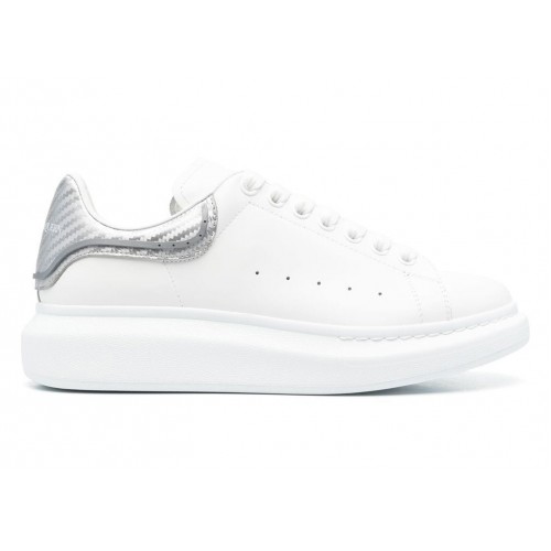 Кроссы Alexander McQueen Oversized White Silver Metallic - мужская сетка размеров
