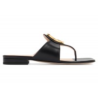 Женские Gucci Blondie Thong Leather Sandals Black (W)