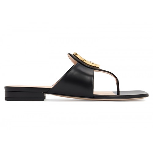 Gucci Blondie Thong Leather Sandals Black (W) - женская сетка размеров