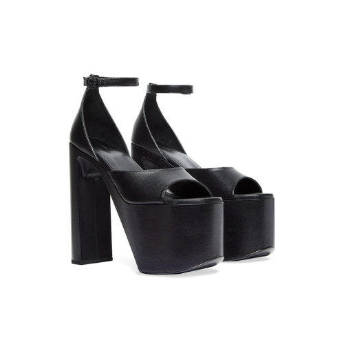 Balenciaga Camden 160mm Sandals Black Leather (W) - женская сетка размеров