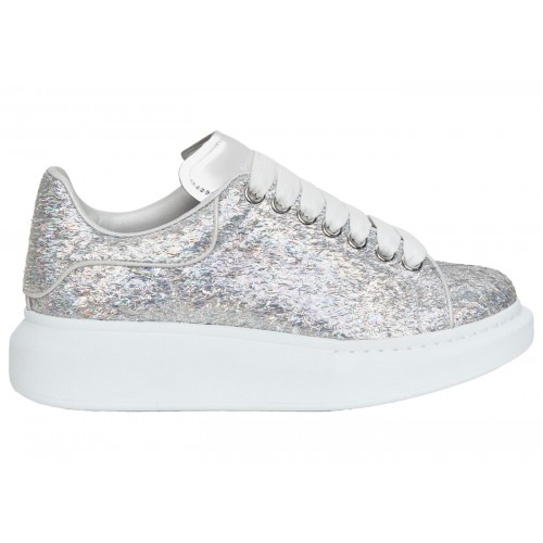 Кроссы Alexander McQueen Oversized Silver Holographics Glitter (W) - женская сетка размеров