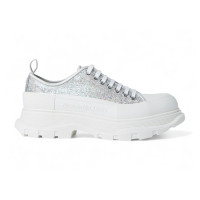 Женские Alexander McQueen Tread Slick Low Lace Up White Silver