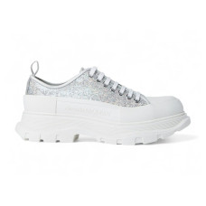 Женские Alexander McQueen Tread Slick Low Lace Up White Silver
