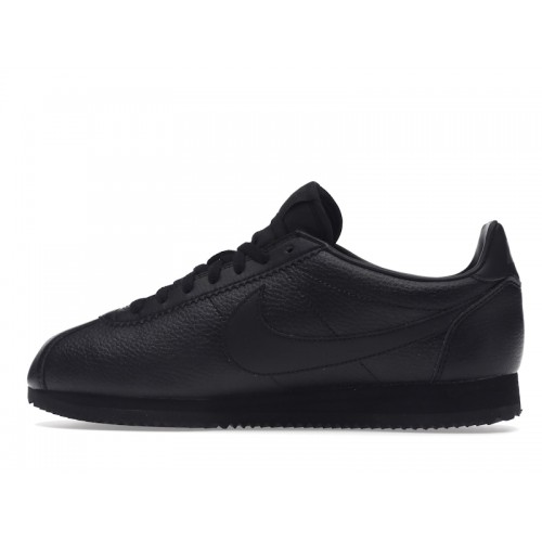 Кроссы Nike Classic Cortez Leather Triple Black - мужская сетка размеров