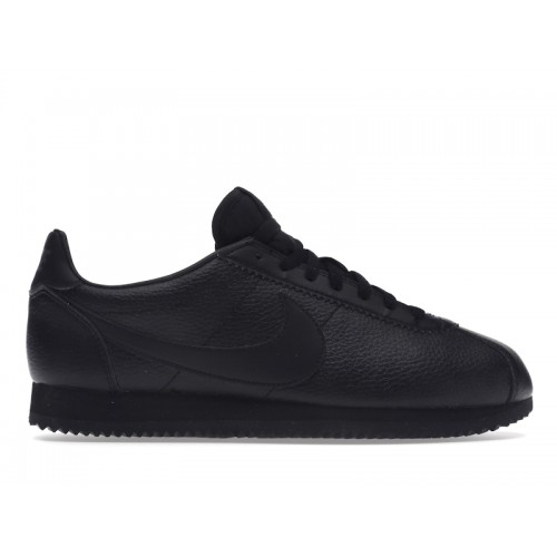 Кроссы Nike Classic Cortez Leather Triple Black - мужская сетка размеров