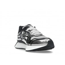 Alexander McQueen Sprint Runner Black White Silver-Tone Seal