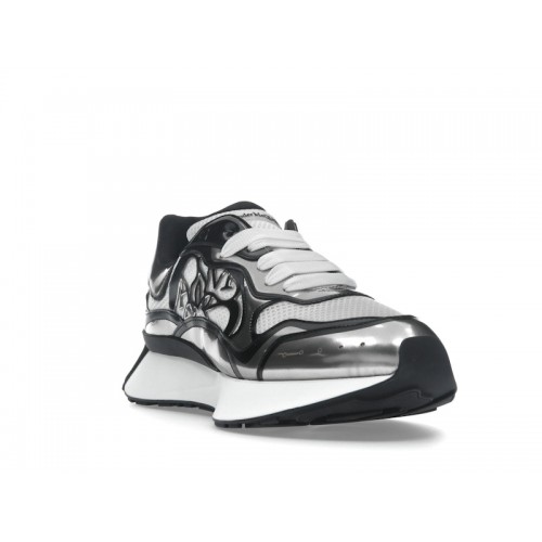 Alexander McQueen Sprint Runner Black White Silver-Tone Seal - мужская сетка размеров