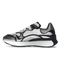 Alexander McQueen Sprint Runner Black White Silver-Tone Seal