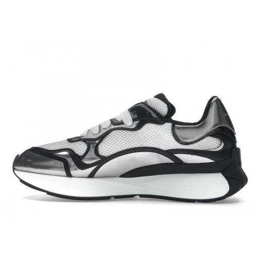 Alexander McQueen Sprint Runner Black White Silver-Tone Seal - мужская сетка размеров