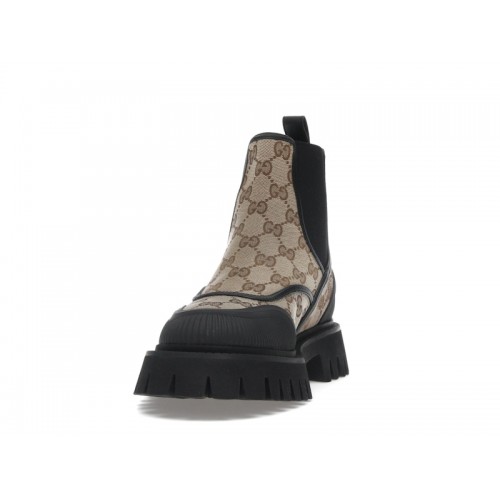 Gucci GG Jacquard Canvas Ankle Boots Beige Ebony (W) - женская сетка размеров