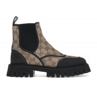 Женские Gucci GG Jacquard Canvas Ankle Boots Beige Ebony (W)