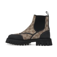 Женские Gucci GG Jacquard Canvas Ankle Boots Beige Ebony (W)