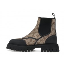 Женские Gucci GG Jacquard Canvas Ankle Boots Beige Ebony (W)