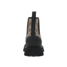 Женские Gucci GG Jacquard Canvas Ankle Boots Beige Ebony (W)