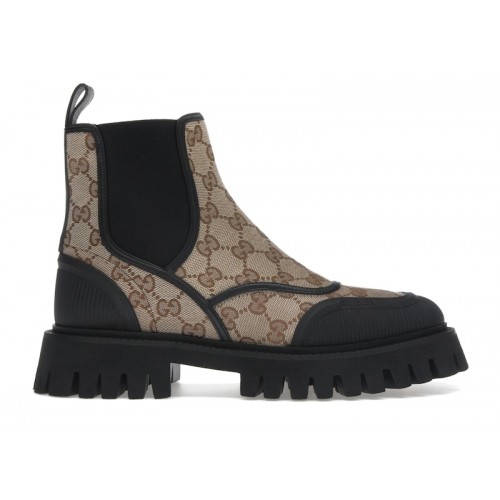 Gucci GG Jacquard Canvas Ankle Boots Beige Ebony (W) - женская сетка размеров