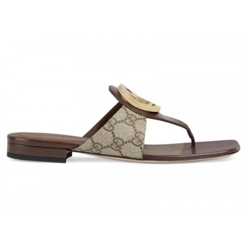 Gucci Blondie Thong Canvas Sandals Ebony (W) - женская сетка размеров