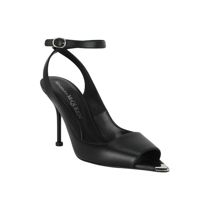 Alexander McQueen Punk Peep Toe 4 In Sandals Black Silver (W) - женская сетка размеров Alexander McQueen Punk Peep Toe 4 In Sandals Black Silver (W) - женская сетка размеров