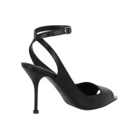 Женские Alexander McQueen Punk Peep Toe 4 In Sandals Black Silver (W)
