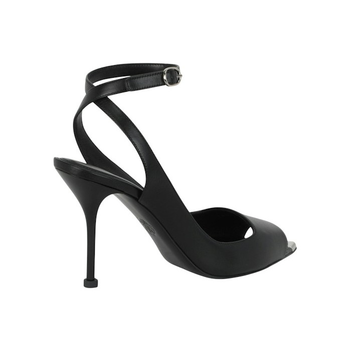 Alexander McQueen Punk Peep Toe 4 In Sandals Black Silver (W) - женская сетка размеров Alexander McQueen Punk Peep Toe 4 In Sandals Black Silver (W) - женская сетка размеров